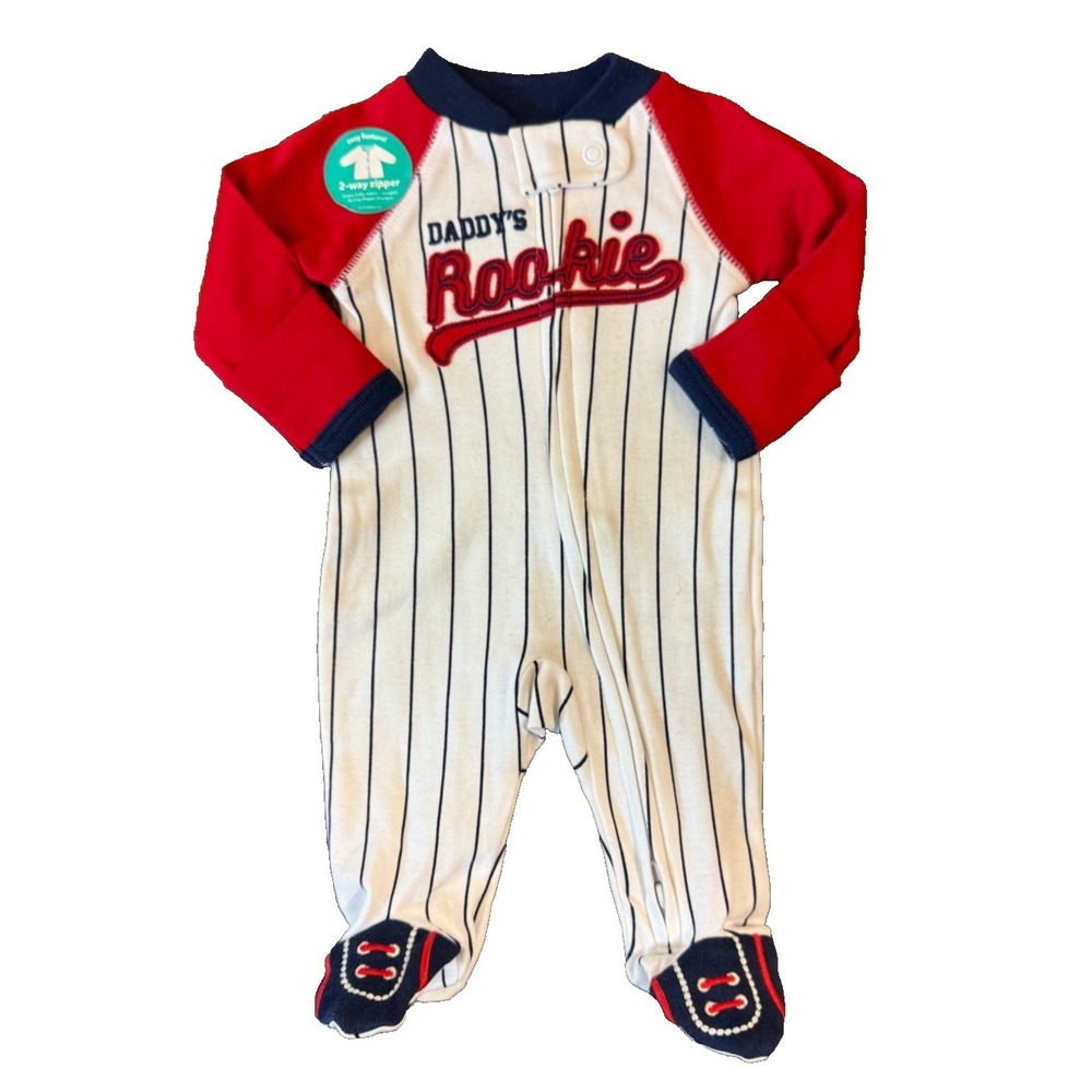 Carters Preemie Baby Boy Outfit Sleeper 2 Way Zipper Daddy's Rookie Baseball New